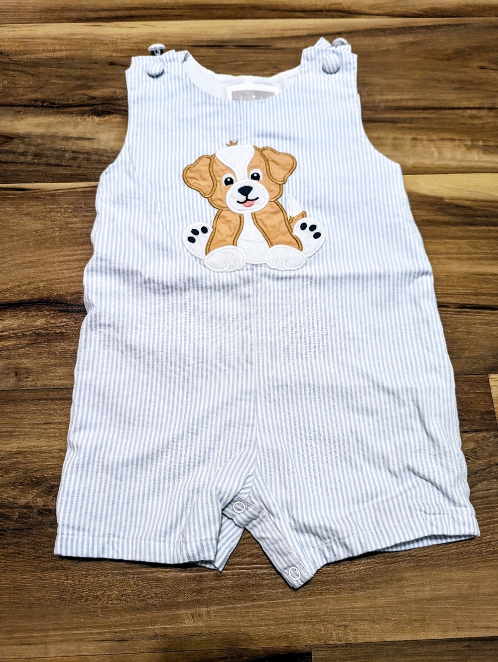 Lil Cactus Light Blue and White Striped Baby Romper Size 12-18 Months